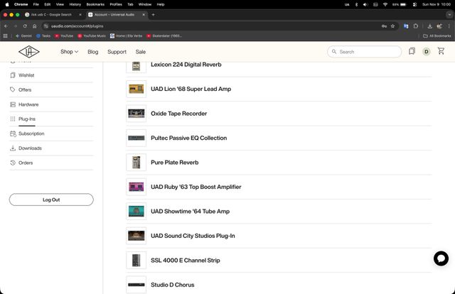 Cuenta iLok Universal Audio, Luna Pro, Sound toys,
