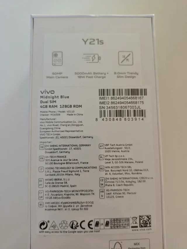 Vivo Y21s 128GB Con caja y precinto ORIGINAL
