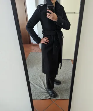 Cappotto Lana Donna Nero Sartoriale