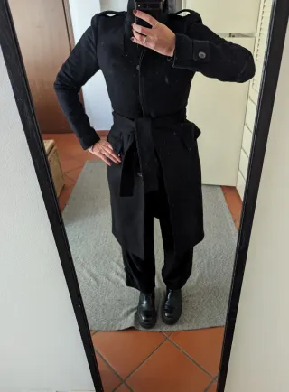 Cappotto Lana Donna Nero Sartoriale