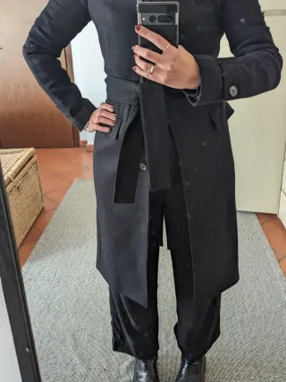 Cappotto Lana Donna Nero Sartoriale