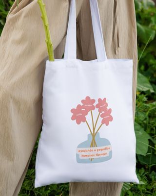 Bolso tote maestra flores