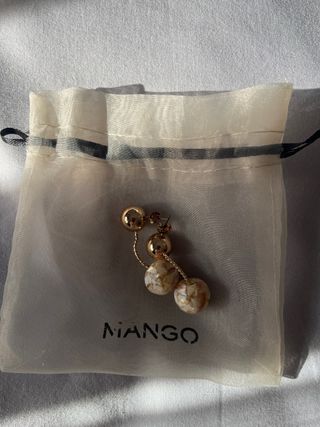 Pendientes Mango Bolas Doradas y Mármol