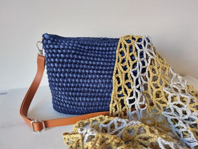 Bolso crochet azul nuevo