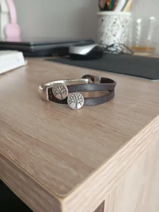 Pulsera árbol de la vida cuero y plata