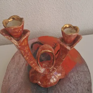 Candelabro Vintage Retro Cerámica