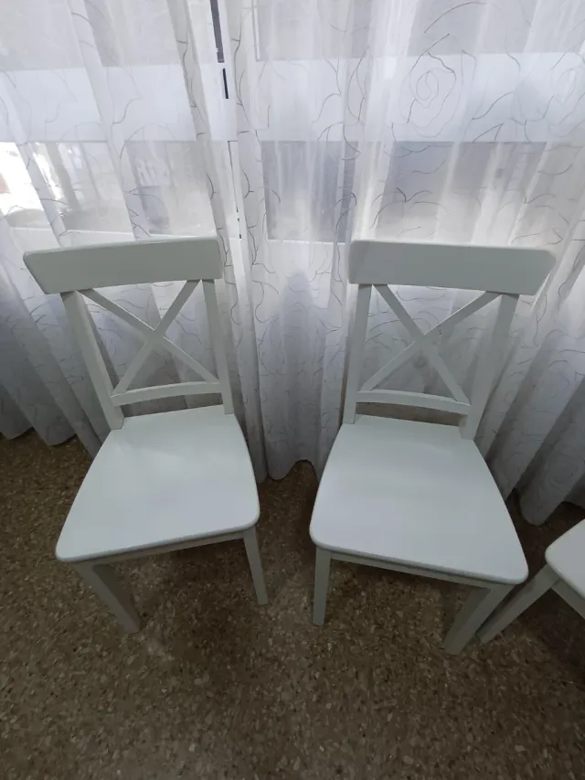Juego de 6 sillas de comedor blancas