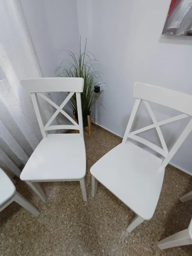 Juego de 6 sillas de comedor blancas