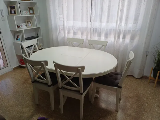 Juego de 6 sillas de comedor blancas