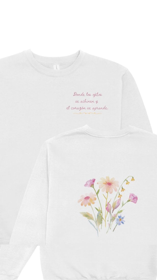 Sudadera blanca con frase y flores. S/M/L/XL/2XL