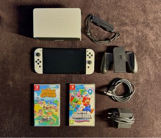 Nintendo Switch OLED Blanca + 2 juegos (Animal Cro