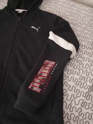 Sudadera Puma Negra con Rayas Blancas