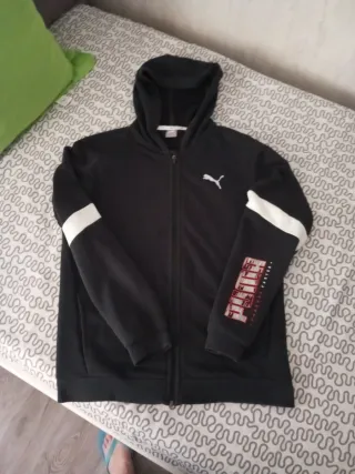Sudadera Puma Negra con Rayas Blancas