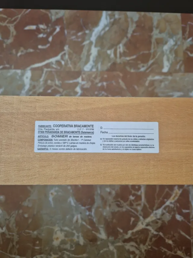 Somier Lamas madera cama 135 cm x 190 cm