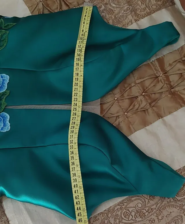 Vestido de gala azul y verde talla M