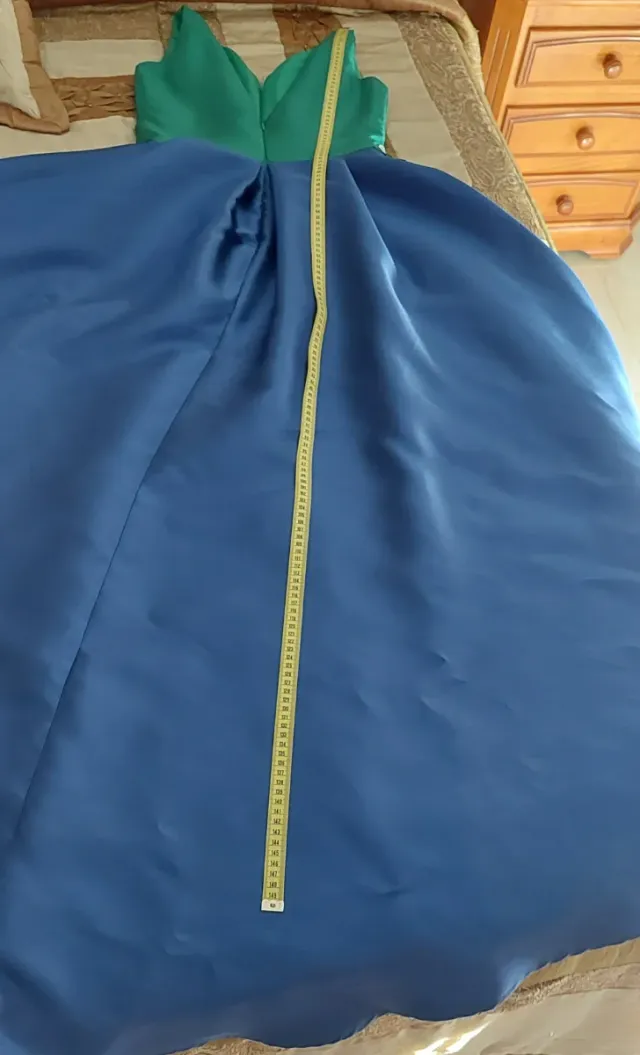 Vestido de gala azul y verde talla M