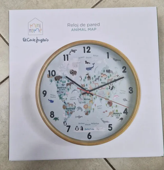 Reloj de pared infantil Animal Map