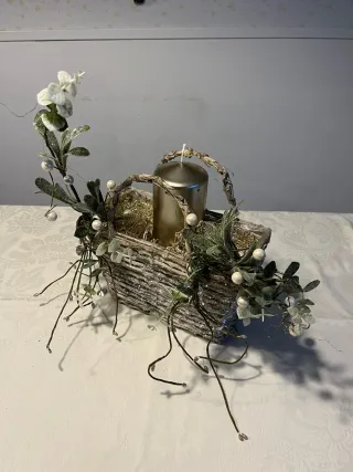Composizione Natalizia Candelabro Cesto