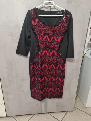 Vestito donna elegante nero e rosso