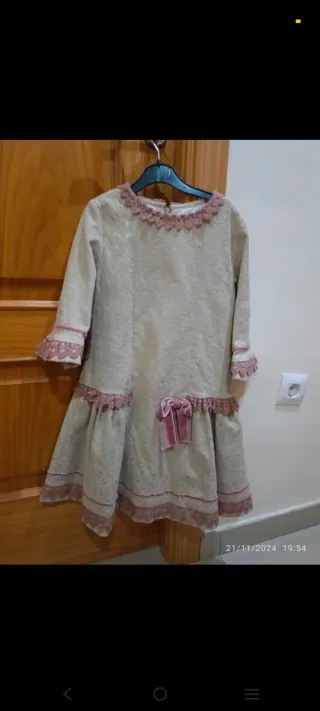 Vestido niña invierno encaje rosa