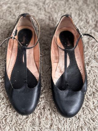 Bailarinas Stradivarius Negras T-Strap