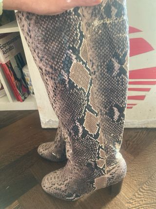 Stivali pitonati beige e marroni