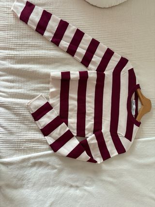 Jersey Zara rayas beige y burdeos