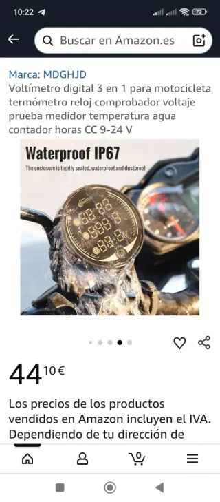 Voltímetro digital 5 en 1 para moto