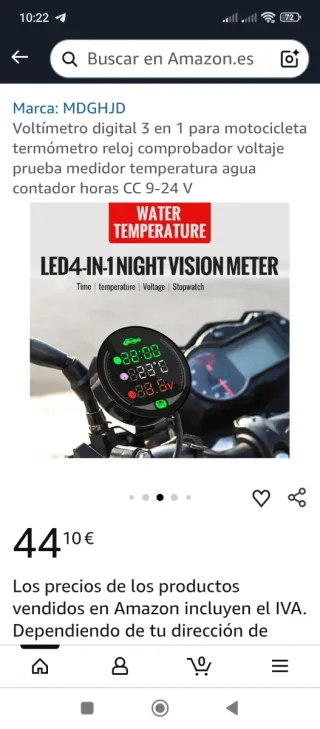 Voltímetro digital 5 en 1 para moto