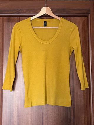 Maglia donna Piazza Italia ocra scollo a V
