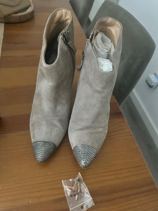 Botines Zara Piel Tacon Talla 38