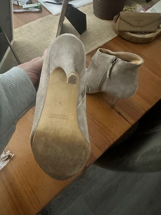 Botines Zara Piel Tacon Talla 38