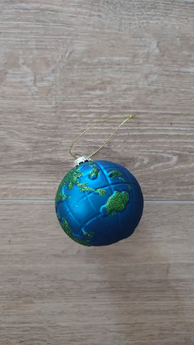 Bola Navideña Mundo Azul y Verde