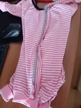 Pijama perro talla M rayas rosa y blanco