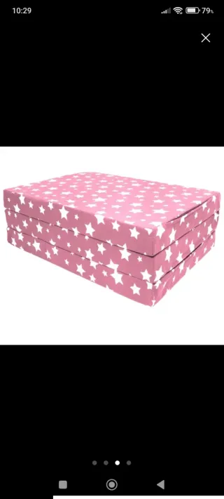 Colchón cuna viaje rosa estrellas