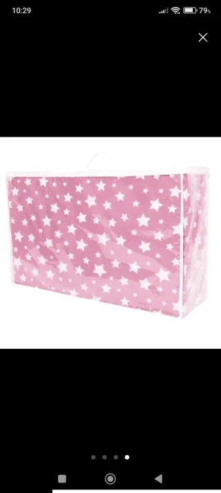 Colchón cuna viaje rosa estrellas