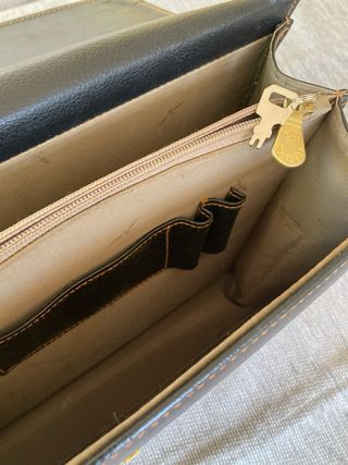 Maletín de piel negro y marrón, Luca Vergani