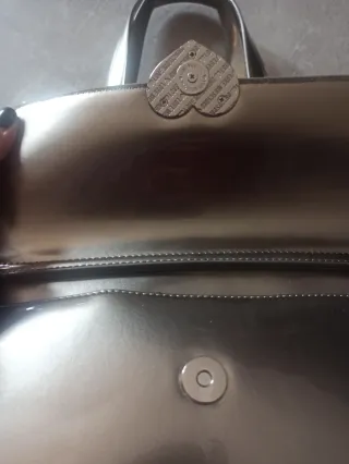 Borsa a spalla Moschino, argentata