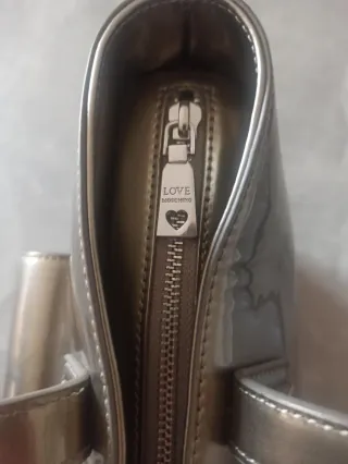 Borsa a spalla Moschino, argentata