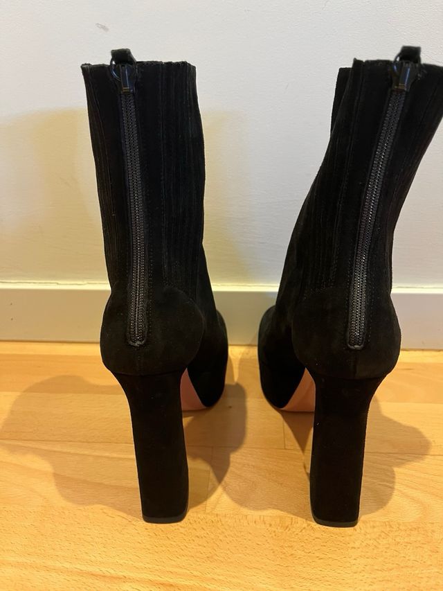 Botines Aquazzura Negros Tacon Plataforma nuevos