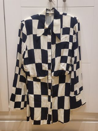 Vestido cuadros blanco y negro