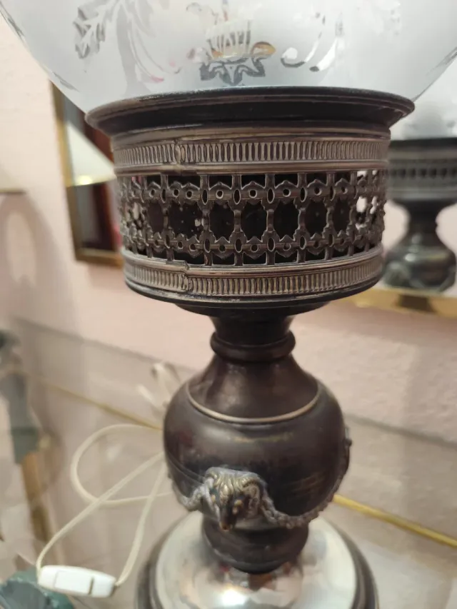 Lámpara vintage cristal y metal