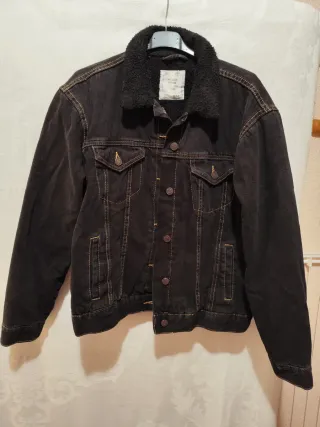 Chaqueta vaquera negra borrego Talla M