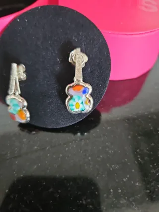 Pendientes Tous Plata y Piedras Multicolor