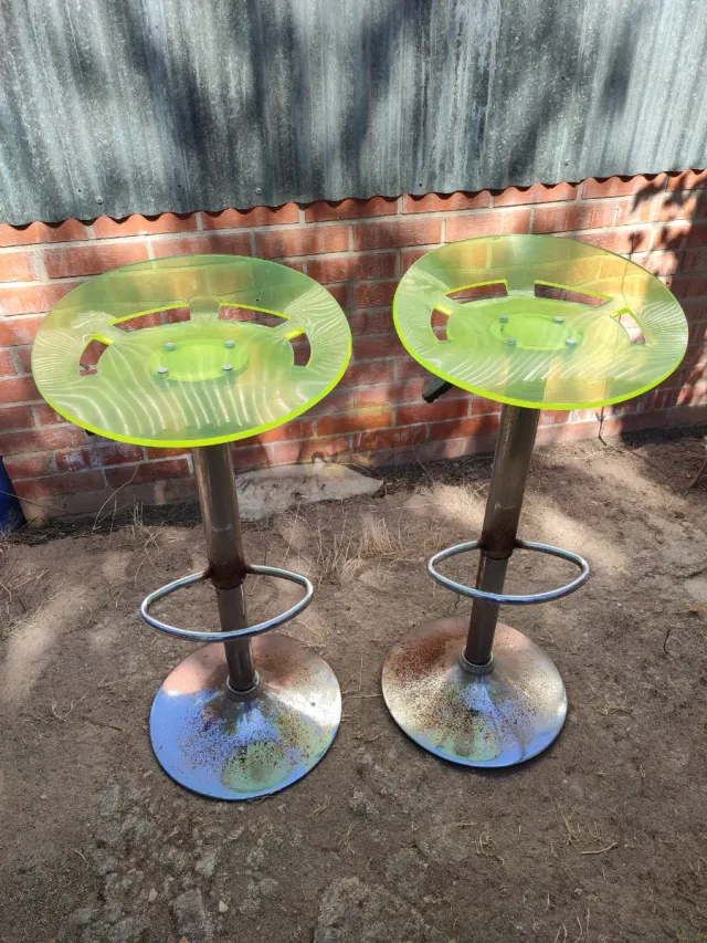 2 Sillas Altas Vintage Transparentes Verdes