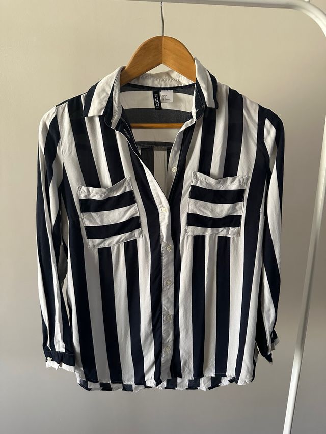 Camisa H&M Rayas Blanco y Negro