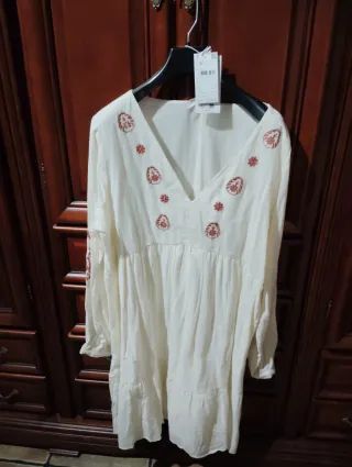 Vestido blanco bordado talla xl