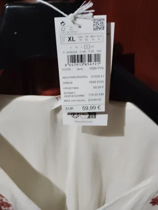 Vestido blanco bordado talla xl