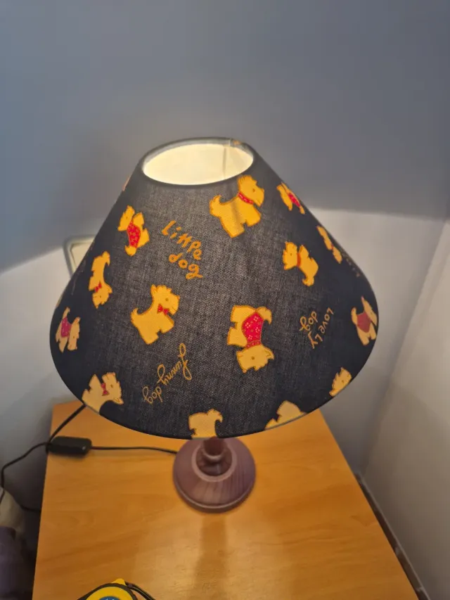 2 Lámparas Mesilla Tela Perros