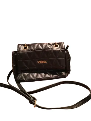 Borsetta donna Catwalk nera con dettagli oro